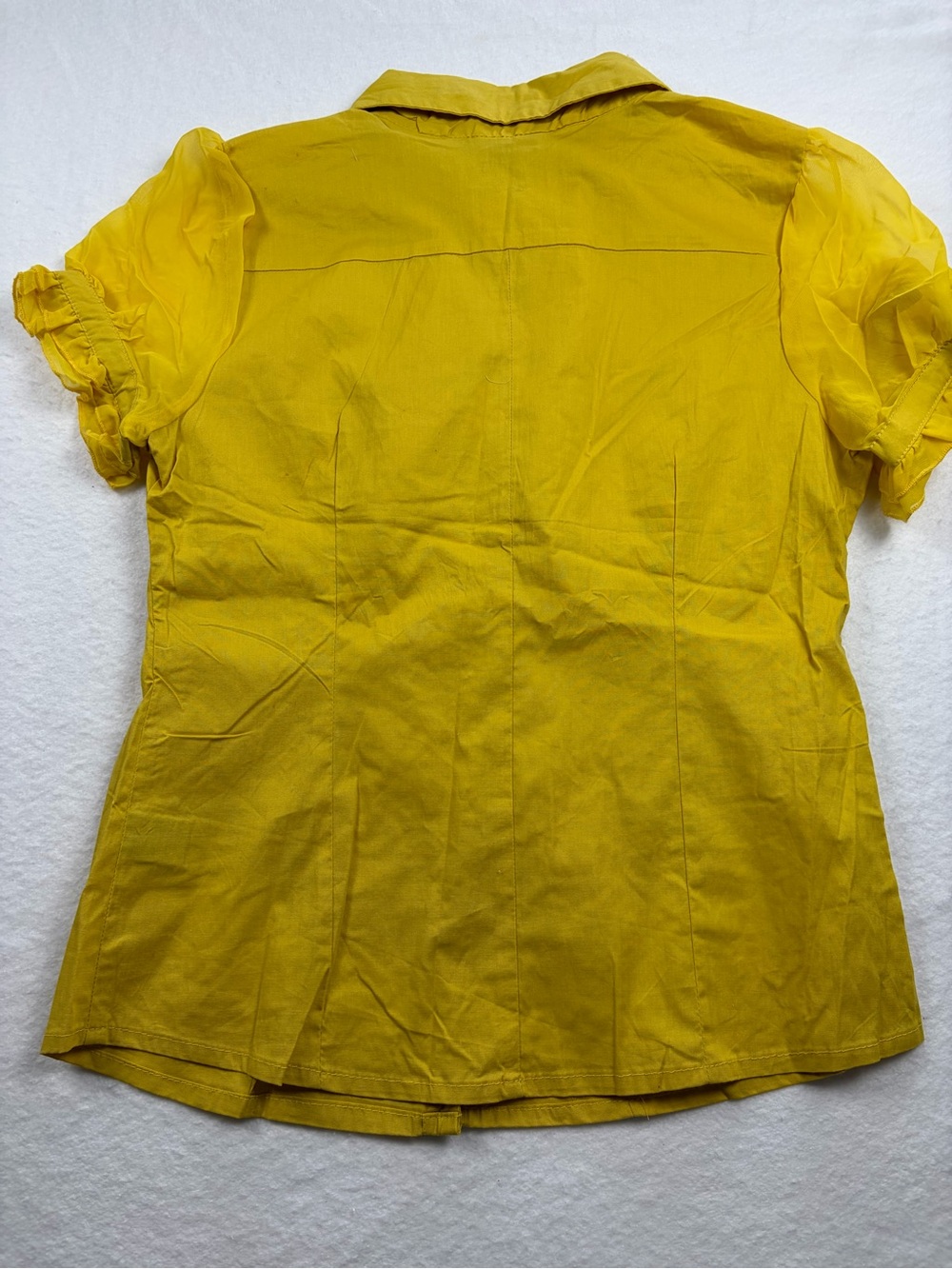 paper tee Yellow Ruffle Button-Front Blouse - Picture 2 of 6